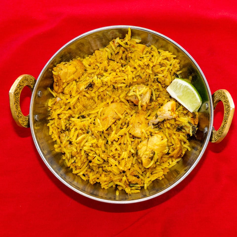 Chicken biryani at Roopa's Kitchen.