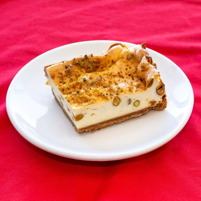 Cardamom & Pistachio Cheesecake.